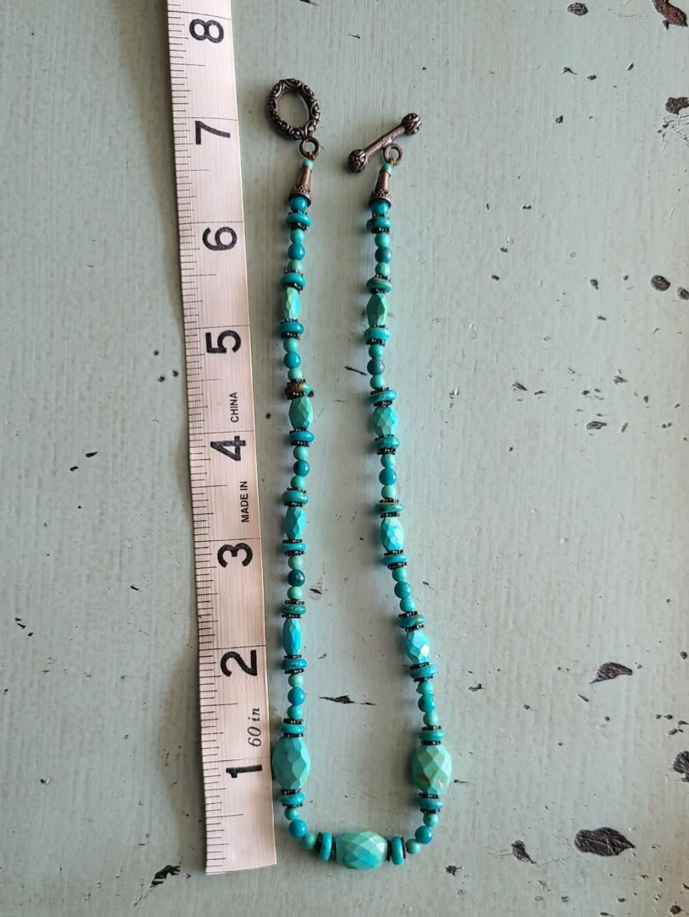 Turquoise Colored Bead Choker Necklace and 2 Pair Earring Set - Picture 5 of 5